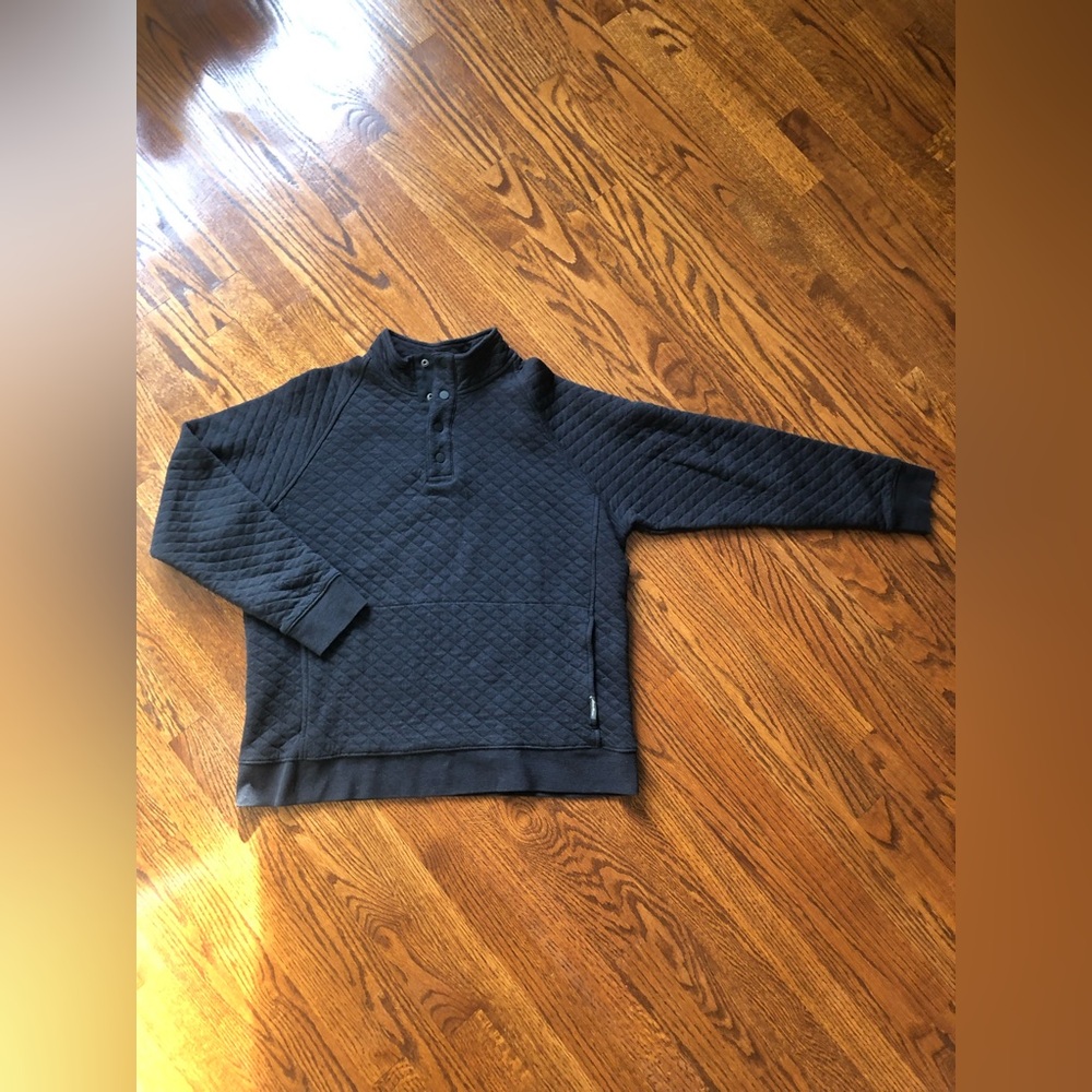 Eddie Bauer Dark Charcoal Gray Quilted Quarter-Zip Sweater - Size Large
